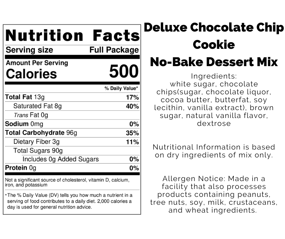 Deluxe Chocolate Chip Cookie No-Bake Dessert Mix