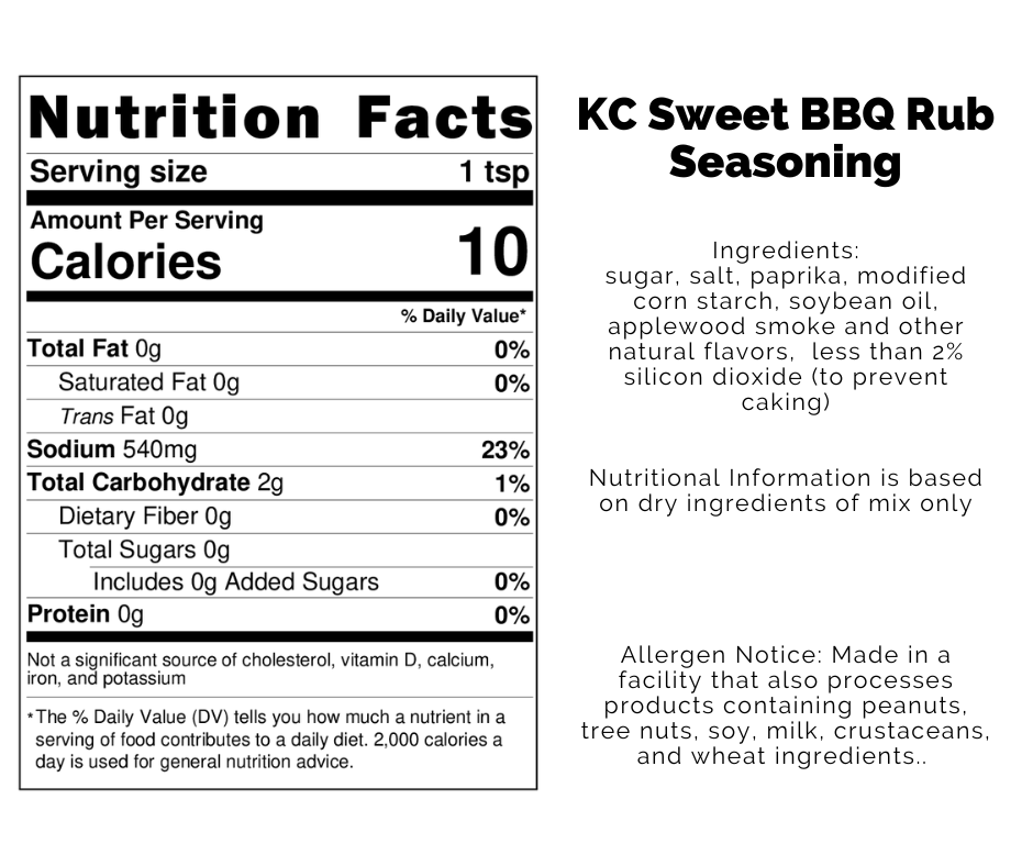 *NEW KC Sweet BBQ Rub Seasoning