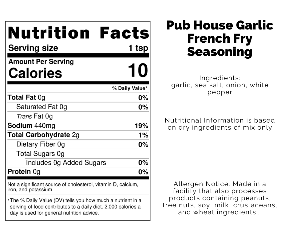 *NEW Pub House Garlic French Fry Seasoning