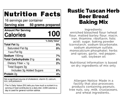 COMING SOON - Rustic Tuscan Herb Beer Bread Baking Mix
